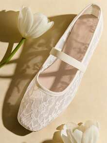 New Women's Fashion Elegant Beige Flat Shoes With Mesh Breathable Lightweight Comfortable Design, Suitable For Summer Daily Wear, Dating And Commuting - Beige - View 3
