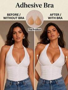 1pc Water Drop Shaped Lift & Push-Up Silicone Bra, With Detachable Transparent Straps, Invisible Seamless Bra, Suitable For Backless Dresses And Camisoles - Spoon Version - View 7