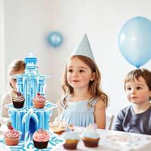 Ice Castle 3D Desktop Ornament, Snowflake Pattern, Assembled Paper Decoration, Suitable For Theme Party, Banquet Table Decor - Snowflake Cake Stand - View 2