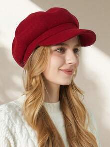 1pc Women's Beret/Women's Hat, Wearable Octagonal Cap, Minimalist Style, Suitable For Daily Wear, Warm For Autumn/Winter - A - View 7