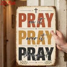 1pc Vintage Letter "PRAY" Metal Sign, Religious Theme, Perfect For Living Room, Bedroom, Kitchen, Dining Room, Office Wall Art Decor, Christmas Decoration, 2D - 1PC - View 8