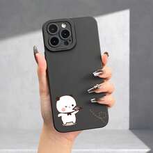 Phone Case: Sweet Bubu Pattern UV Printing Angel Eyes Soft Phone Case Phone Shell Matte Phone Cover 360 Degree Full Protection For IPhone 11 12 13 14 Pro Max 15 XR X/ XS 7 8 Plus SE  For Smartphone - 黑色 - 查看 1