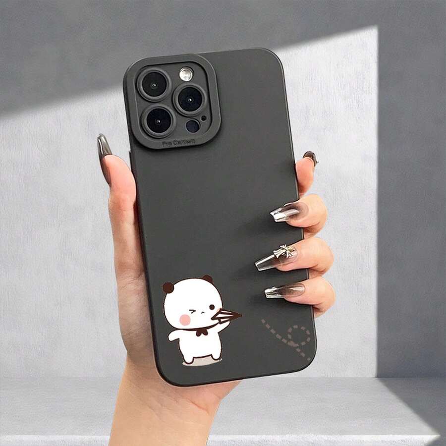 Phone Case: Sweet Bubu Pattern UV Printing Angel Eyes Soft Phone Case Phone Shell Matte Phone Cover 360 Degree Full Protection For IPhone 11 12 13 14 Pro Max 15 XR X/ XS 7 8 Plus SE For Smartphone - 黑色 - 查看 1