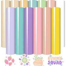 12+1 Pack Pastel Heat Transfer Vinyl - 12 X 10 Inches, Includes 6 Bohemian Color Craft Vinyl Glossy Pastel Sheets, Iron-On Vinyl Craft Cutter For DIY Projects, Compatible With Silhouette Cameo - Mixed Colors - View 9