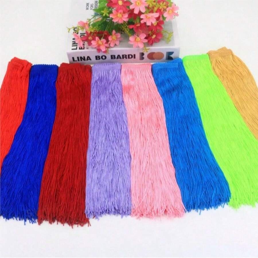 2 Yard (30cm) Rumbai Poliester untuk Pakaian Tari Latin, Kostum Panggung, Dekorasi Kap Lampu, dan Kreasi DIY Lainnya - MultiWarna - View 1