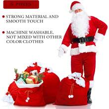 1pc Large Velvet Christmas Gift Bag 70x50CM, Pom Pom Drawstring Christmas Gift Storage Bag, Reusable Holiday Gift Bag, Suitable For Christmas Party Decoration And Gift Wrapping - Christmas Tree Storage Bag With Large Pocket - View 5