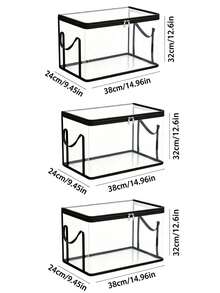 Heavy Duty Transparent Flip Lid Storage Box, Large Rectangular Stackable Space-Saving Organizer Bin, Durable Plastic Storage Container, Suitable For Clothes, Books, Home Office, Travel, Household Storage, Backpack Storage Bag, Dorm Storage, Book Storage, Bedroom Room Decor, Back To School - Multicolor - View 9