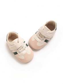 Soft Sole Infant Shoes For 0-1 Year Old Boys And Girls, Color Block Athletic Sneakers, Non-Slip Walking Shoes, Simple And Fashionable - White - View 3