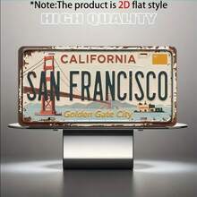 2D Flat - Decorative Only, 1pc, Vintage San Francisco Metal License Plate Decorative Plaque And Ornament, Suitable For Home, Porch, Patio, Backyard, Garage, Cafe, Office, Holiday Gift Choice (Random Style) - A - View 5