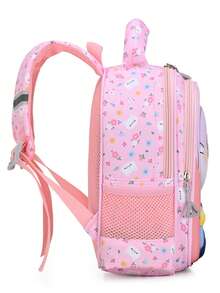 Nueva mochila estilo universitario ligera cómoda linda gato bolso de hombro estudiante mochila de campus simple versátil - Rosa Pálido - Ver 4