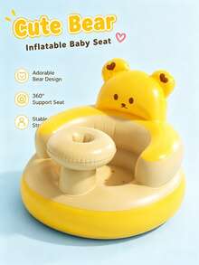 1pc Baby Training Sitting Inflatable Sofa, Hug-Style High Backrest With Side Guards, Portable For Camping And Picnic, Suitable For Boys And Girls - Multicolor - View 6