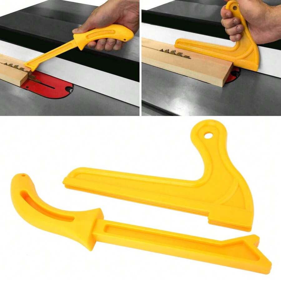 UNISURE 2pcs Anti-Slip Durable Engineering Plastic Metal Woodworking Push Stick Tool Set (Includes Push Stick Guard Plate + Auxiliary Push Rod), Minimalist Orange Anti-Slip Handle With Guard Plate Detail, Push Stick Auxiliary Sawing And Planing Tool, Suitable For Woodworking DIY And Father's Day Gift