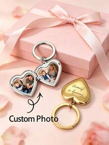 1pc Customized Photo Keychain, Personalized Text Keychain, Stainless Steel Keychain Pendant, Pendant Accessory, Memorial Round Keychain, Suitable For Boyfriend, Girlfriend, Couples, Friends, Multiple Colors Available, Can Be Used For Customized Wedding Photos - Multicolor - View 4