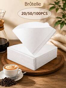Brutelle 1 lembar Kertas Saringan Kopi untuk Pot Kopi Tuang Manual, Cocok untuk Model V 60, V01 dan V02, Warna Putih Asli, Cocok untuk Pojok Kopi di Rumah, Kantor, dan Perjalanan. - Putih - View 1