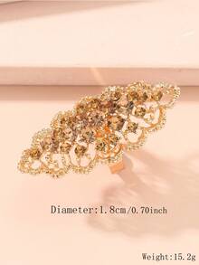 1pc Exaggerated Long Rhinestone Open Ring Suitable For Women To Wear At Important Occasions - Multicolor - View 7