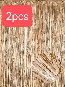 1/2/3/4/6 Pcs Shiny Gold Fringe Curtain For Hanging As Birthday Party Backdrop, Suitable For Decorating Backgrounds Of Birthday Parties, Weddings, All Kinds Of Festivals And Themed Parties, And Serving As Photo Props For Parties - Light Gold - View 8
