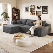 Sofa Grey Made Of Fabric For Living Room And Lounge - 深灰色三座 - 查看 1