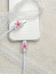 2pcs Gradient Plumeria Data Cable Protector, Anti-Breakage And Durable, Suitable For Daily Commute And Home Use, Gradient Ins Style Flower Data Cable Anti-Breakage Protector, Compatible With Apple 18W/20W PD Fast Charging, Holiday Small Gift, Cute Small Gift For Best Friends - 2pcs Plumeria - View 12