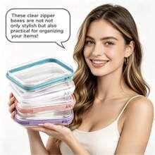 Hard Clear Zipper Storage Bag Plastic Pencil Case Transparent Storage Box For Cosmetics, Snacks, Building Blocks, Puzzles - Multicolor - View 4