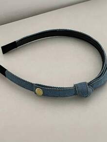 2/1pc Vintage Denim Bow Headband, Thin Edge Toothed Anti-Slip Face Wash Headband, Suitable For Daily Commute, Work, School And Other Occasions - Multicolor - View 6