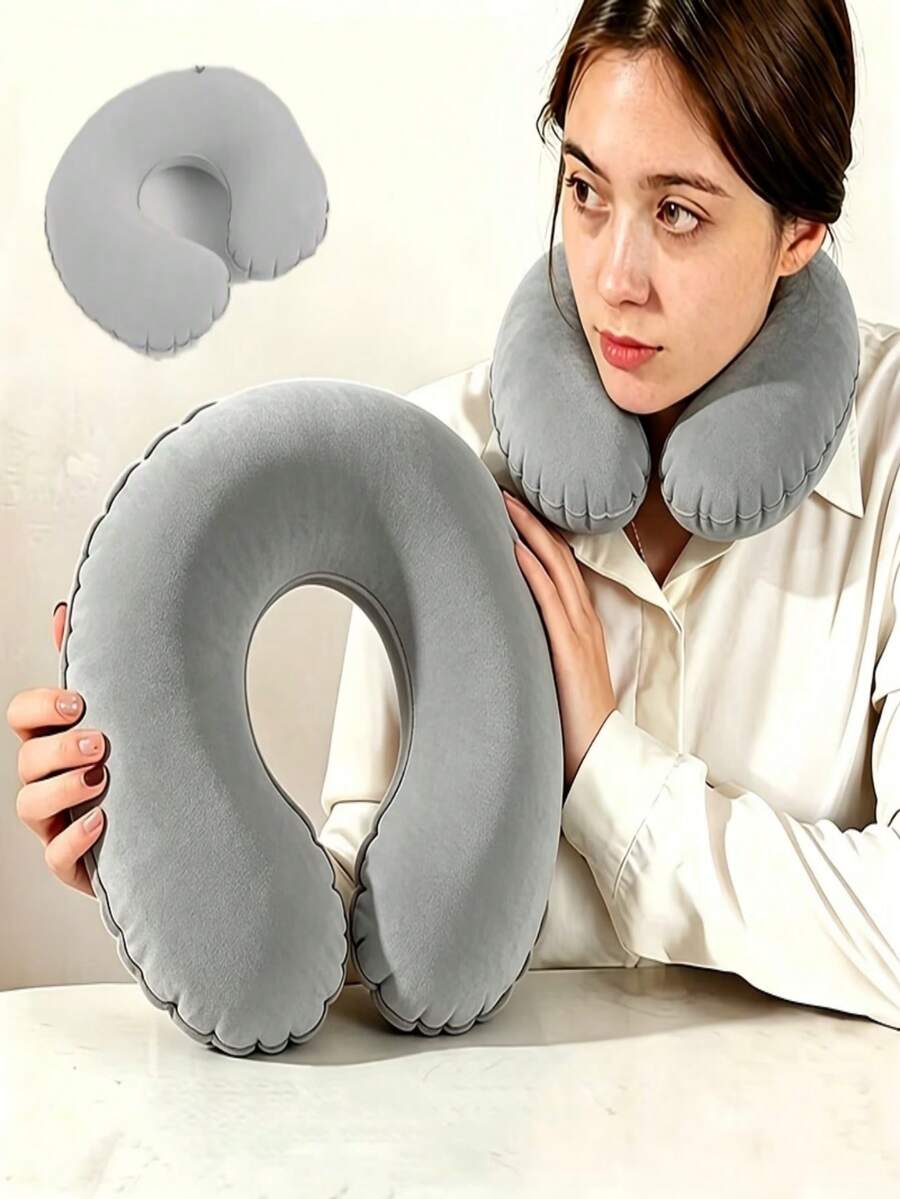 Ergonomic U-Shaped Neck Pillow - Travel & Office Dual-Use Pillow, Lightweight Portable Neck Support Pillow, Suitable For Airplane, Car, Bed, Compressed Fit Design - Upgraded Version - View 1