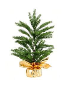 1pc Rustic Minimalist Style PE Pine Needle Conical Mini Christmas Tree,Wrapped Base With Burlap Gift Paper Cover,Realistic Full Branches,Tabletop Ornament,Small Desktop Xmas Tree For Christmas Holiday Home Party Indoor Table Shelf Decor - Multicolor - View 13