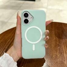 夏季清新色果凍感 2 合 1 磁吸手機殼，相容 iPhone 16 17 16e 17e，磨砂觸感防摔硬殼，相容 iPhone 15 14 13 11 16 Pro Max 17 Pro Max 12 - 淡青色 - 查看 3