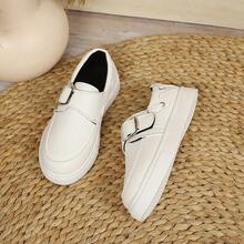 Thick Sole Slip-On Casual Loafers - White - View 18