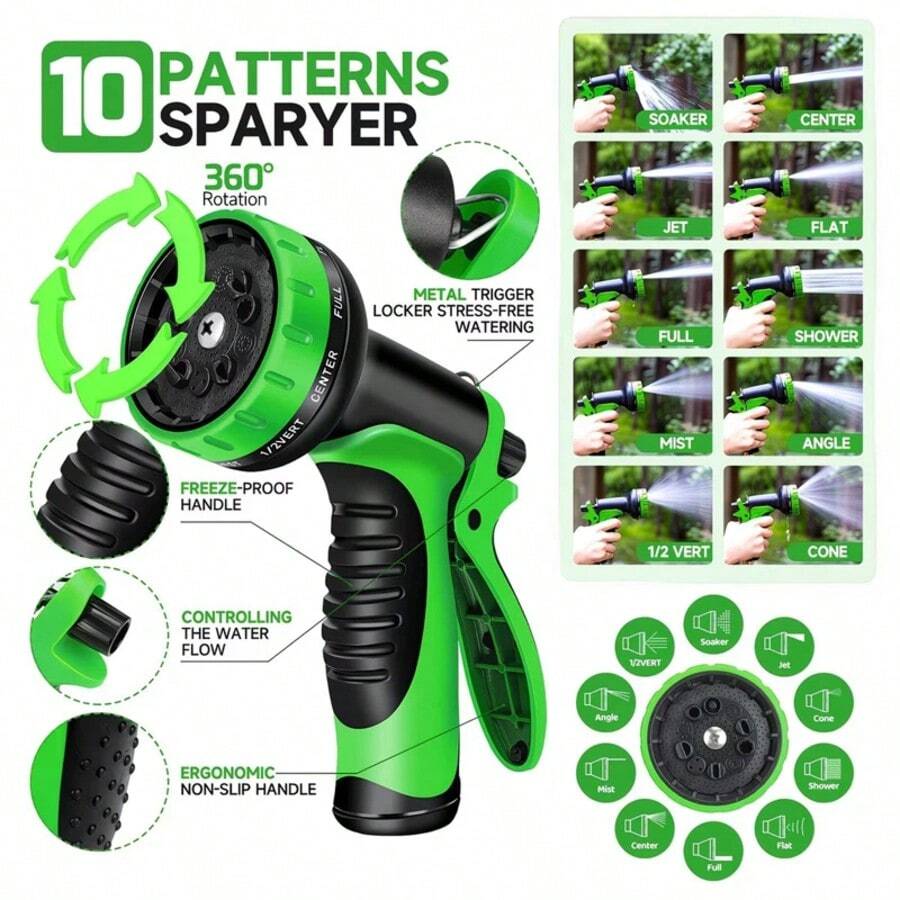Garden Water Pipe Kit, Ultra Lightweight, Leak Proof, Anti Slip Rotating Handle, Non Stretching, Not Easy To Bend, Suitable For Courtyard, Lawn And Outdoor Use