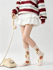 1 Pair Women's Christmas Holiday Style Cartoon Gingerbread Man Comfortable Versatile Mid-Calf Socks - Beige - View 7