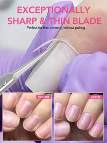 1pc Stainless Steel Ultra-Fine Curved Blade Cuticle Scissors, Multi-Purpose Precision Small Scissors For Eyebrows, Eyelashes, Nails, Beauty And Grooming - Silver - View 3