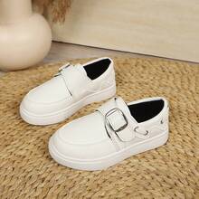 Thick Sole Slip-On Casual Loafers - White - View 5