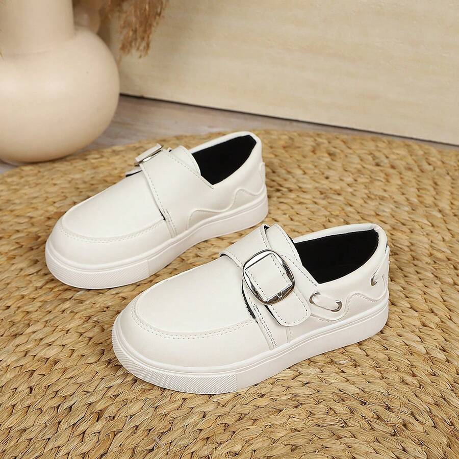 Thick Sole Slip-On Casual Loafers - White - View 1