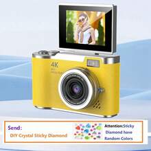 Cámara Digital Compacta de Bolsillo con Enfoque Automático 48MP 4K Detección Facial Zoom Óptico 18x Pantalla de 2.8 Pulgadas Batería Recargable, Esencial para Viajes, (Con Juego de Cristales - Amarillo) - Set de cristal amarillo LK-007 - Ver 12