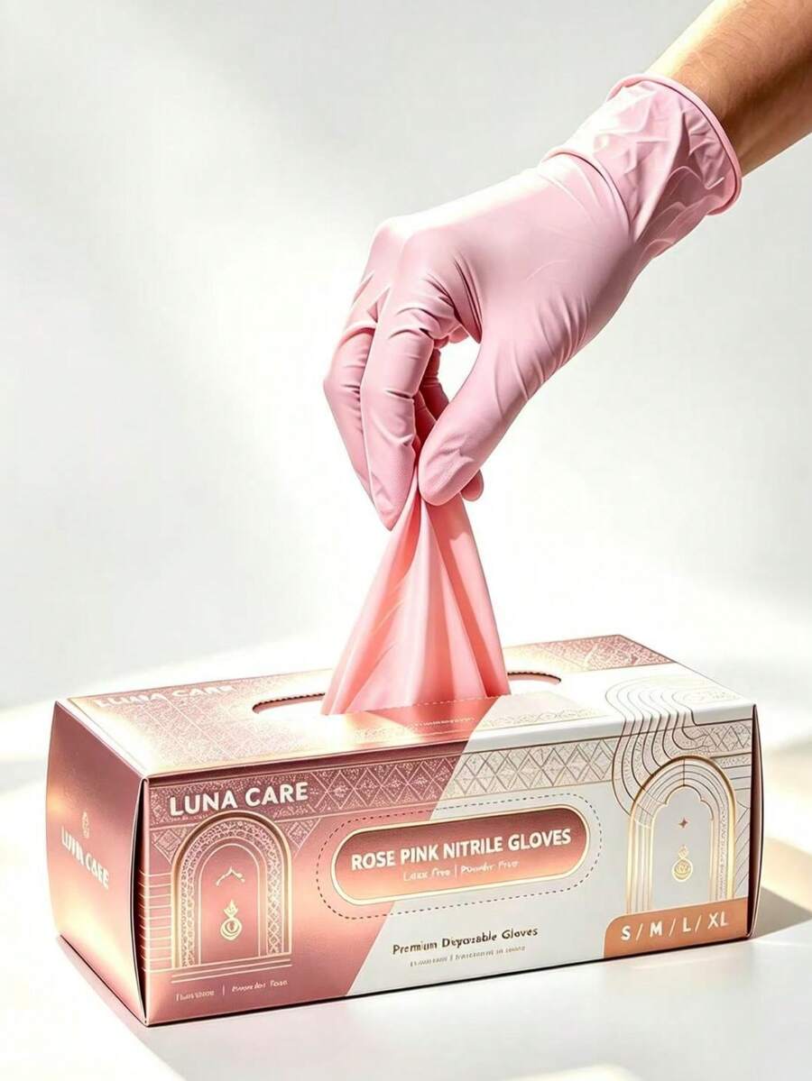 Sarung Tangan Nitril Sekali Pakai Warna Pink - Nitril Bebas Bedak Sekali Pakai, Tahan Lama, Nyaman Dipakai, Cocok untuk Membersihkan Dapur/Mencuci Piring, Perawatan Kecantikan, Memandikan Hewan Peliharaan, dll. - Tahan Air 4/50/100 pcs [Tanpa Kotak Kemasan] - Berwarna merah muda - View 1