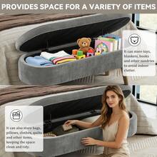 Storage Bench Grey Made Of Chenille For Hallway And Entryway - 深灰色 - 查看 1