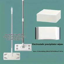 1pc Japanese Style Disposable Dust Collection Mop With Detachable Static Dust Sheets, Slouchy Dusting Paper Mop With Iron Rod Handle - Grey - View 14