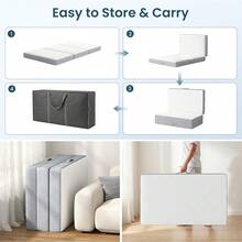 Tri Fold Foldable Mattress 4 Inch Memory Foam Portable Folding Floor Guest Bed Convertible Lounger Mat With Removable Washable Cover Storage Bag Non Slip Bottom For Camping Travel Home RV White - Twin - View 6