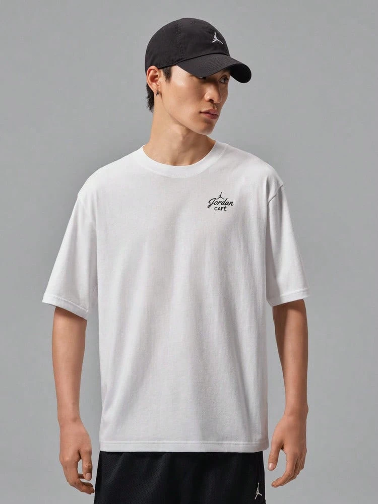 Jordan Men's AS SNEAKER GFX SS Crew Short Sleeve T-Shirt Knit Collarless Short TIF3111-100 - Black and White - View 1