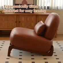 Brown Accent Chair With Wooden Legs – Modern Style - 棕色 - 查看 8