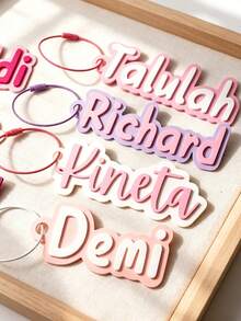 Customized Name Keychain Personalized Acrylic Name Tag Graduation Gift Souvenir Academic Style Text Nameplate Backpack Insulated Cup Water Bottle Lunch Box Accessory Gym Bag Luggage Tag Pendant Couple Style Customized Luggage Tag - Multicolor - View 7