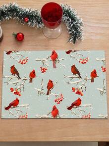 1pc Christmas Series Pattern Printed Table Runner, 4pcs Christmas Pattern Printed Placemats, Suitable For Holiday, Party, Birthday, Dinner, Kitchen Dining Table Decoration, All-Season Room Decor, Home Textile Decoration Table Runner - Multicolor - View 6