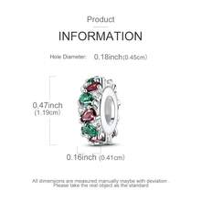 1件裝 銀色聖誕紅綠永恆矽膠隔珠吊墜止珠，適用於3mm手鍊項鍊吊墜，女性珠寶手工DIY理想配件 - 銀色 - 查看 4