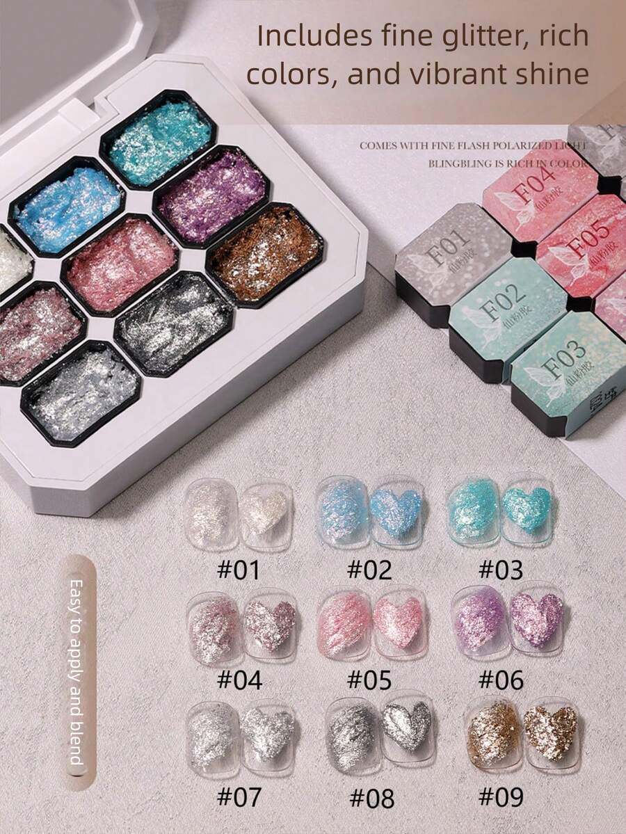 MIANEL GEL Set de 9 Rejillas de Esmalte de Uñas Gel con Textura de Sirena 2026 Aurora Soñadora Acetato Textura Sólida, Gel Constructor Perlado 3D para Arte de Uñas