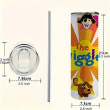 1pc 20oz Wiggles Stainless Steel Tumbler, Vacuum Insulated Travel Mug With Straw, Coffee, Tea, And Cold Drinks, Family And Friends, 304 Stainless Steel Body, Sports&Outdoor Leisure Cup, Outdoor Drinkware, Leisure Tumbler, Porta - 20oz - View 6