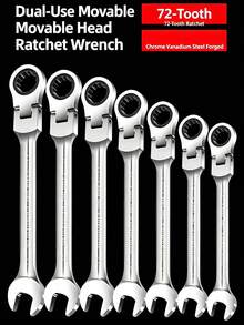 10 Mm Double Open‑End Wrench Constructed From ‑Vanadium Steel With 180° Rotatable Function. Suitable For Auto Repair, Home DIY And Mechanical Operations. Works For Motorcycles, Automobiles And Various Mechanical Equipment. - Ratchet Head Wrench - View 6