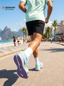 EDIXIM Lightweight Shock-Absorbing Soft Sole Road Running Shoes For Men, Summer New Mesh Breathable Jogging Sneakers For Teenagers - Light Blue - View 6