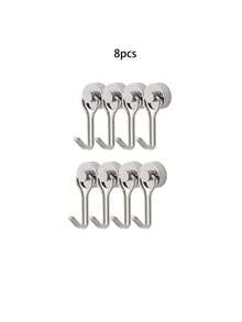 1pc/4pcs/8pcs Magnetic Hook No-Drill Damage-Free Dual-Color Single Hook Hanging Metal Rotating Magnetic Hook Magnetic Fixing Black Silver Hook - Multicolor - View 11