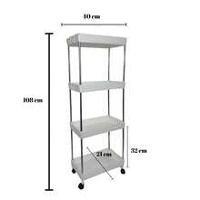 Carrinho Organizador Multiuso 4 Andares com Rodinhas e Ganchos – Branco - 4 prateleiras/ 108x40x21cm - Visão 1