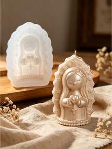 1pc Q-Version Praying Girl Scented Candle Silicone Mold, DIY Handmade Soy Wax Fragrance Decor, Plaster, Drip Glue, Resin Craft, High Temperature Resistant Mold - Praying Girl Mold - View 8
